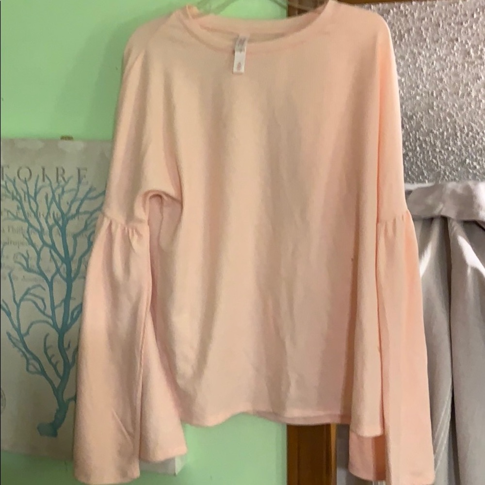 Baby Pink Bell Sleeve Top